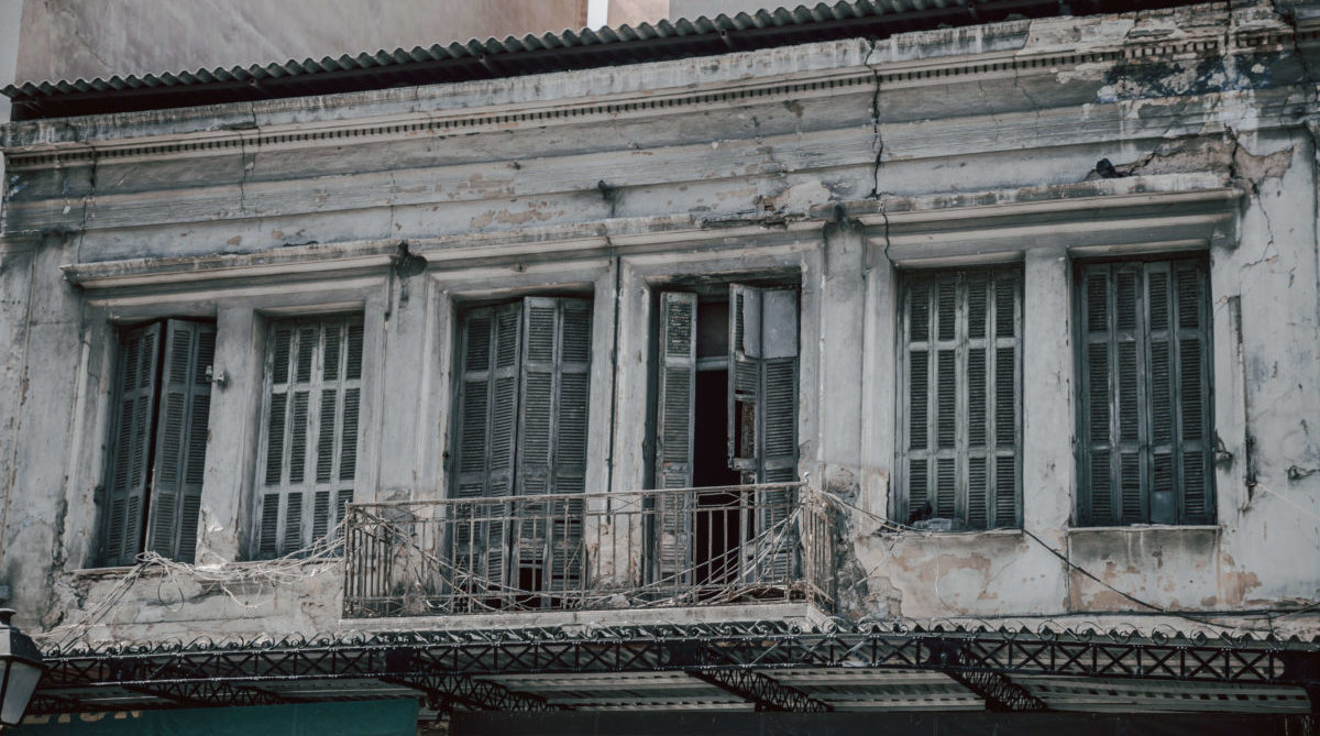 facade of old abandoned building