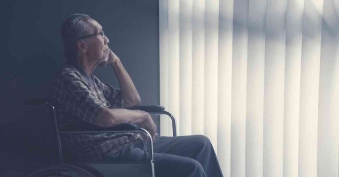 elderly man in wheelchair