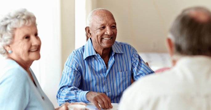 Elders smiling in nursing home